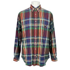 VTG Ralph Lauren Men's Plaid Button Down Shirt Golf Crest Size L - CJ